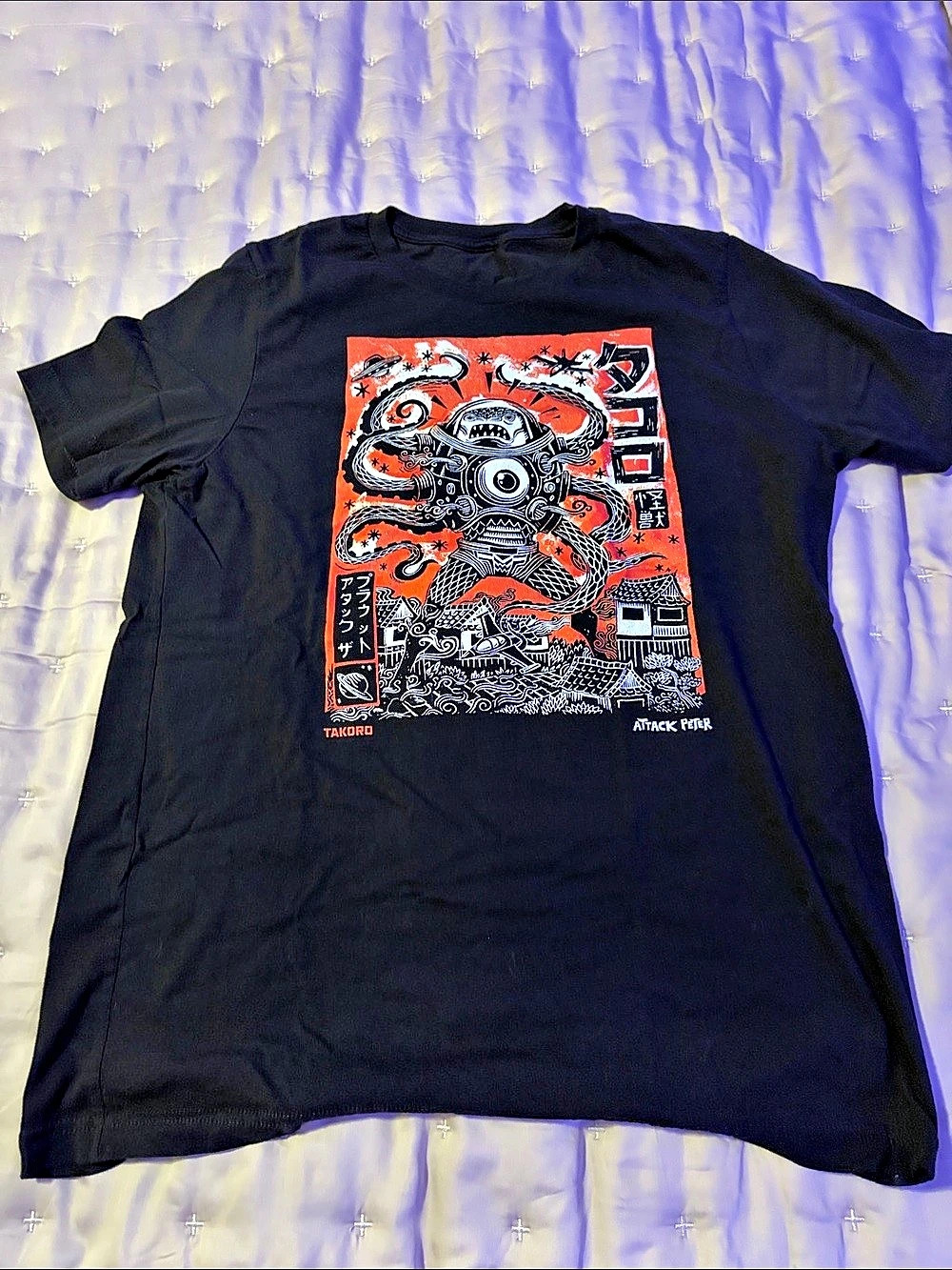 Attack Peter Takoro T-Shirt Graphic Tee in Black Large